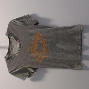 Nike DryFit cotton grey size small  womens tee orange writing in sport we Trust